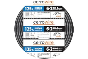 Cerrowire 147-4202D 125-Feet 6/2 NM-B Stranded with Ground Wire, Black