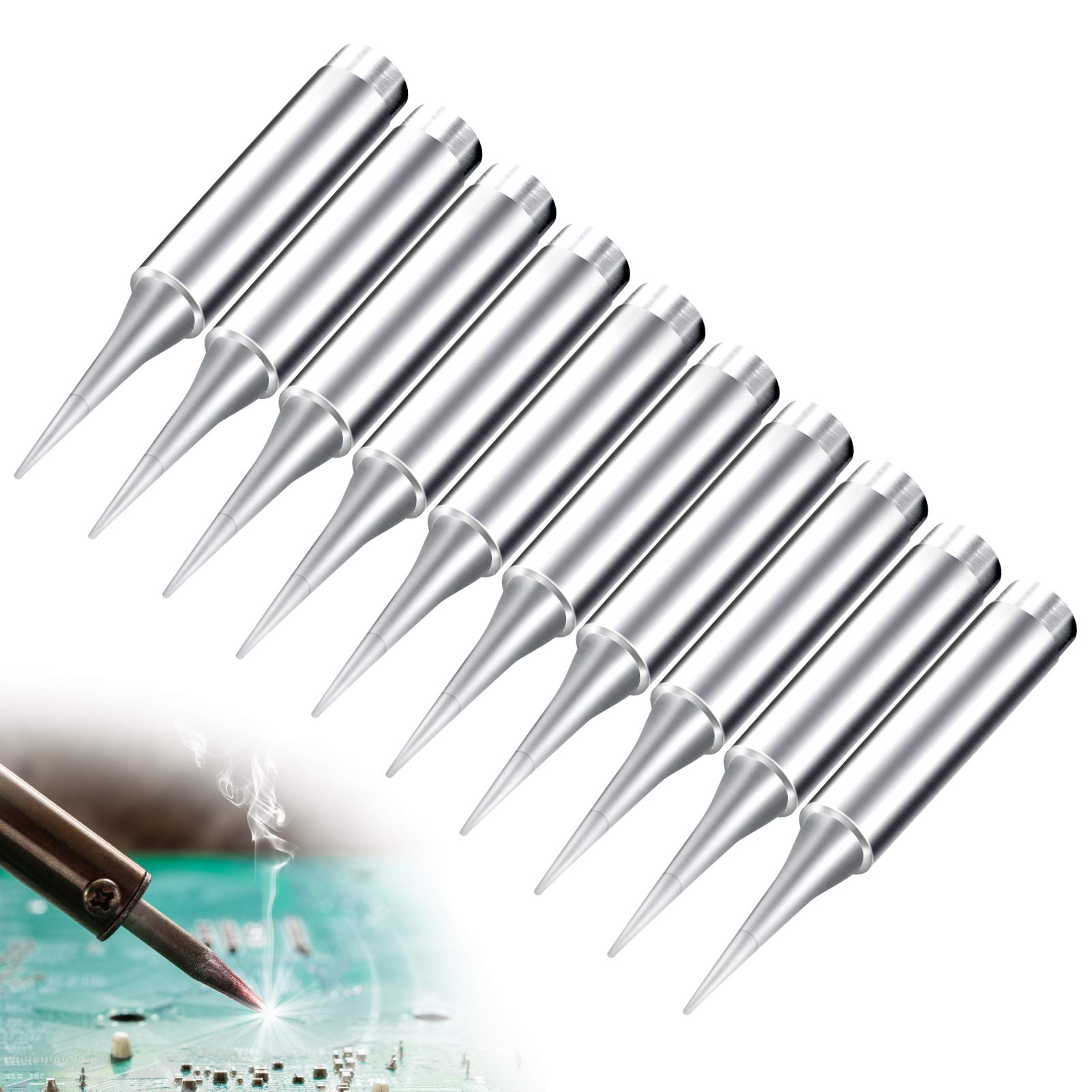 10 PCS Soldering Iron Tips, 900M-T-I Solder Tip Replacement for 936, 937, 938, 969, 8586, 852D Soldering Station, Soldering Iron Head Replacement Soldering Bits