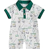 Newborn Baby Boy Golf Outfit Golf Cart Onesie Polo Shirt Romper Short Sleeve Jumpsuit Cute Infant Summer Clothes