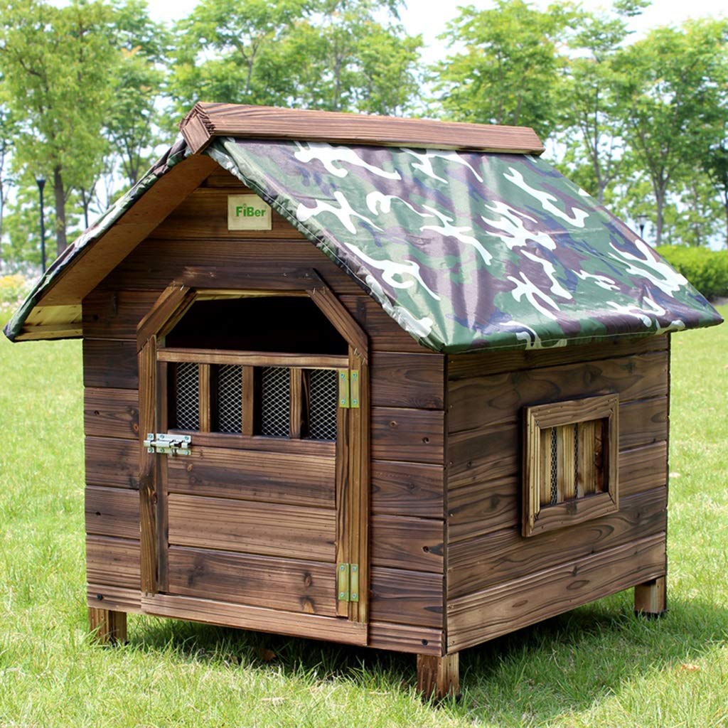 B07pgd6wff 犬小屋ケージ Size Xl 中小ペットに適した窓レインカバー綿のマットマットが付いている屋内および屋外の雨よけの純木の犬小屋 X Large 犬小屋 犬小屋 超可爱の Eurlhosnakamel Dz