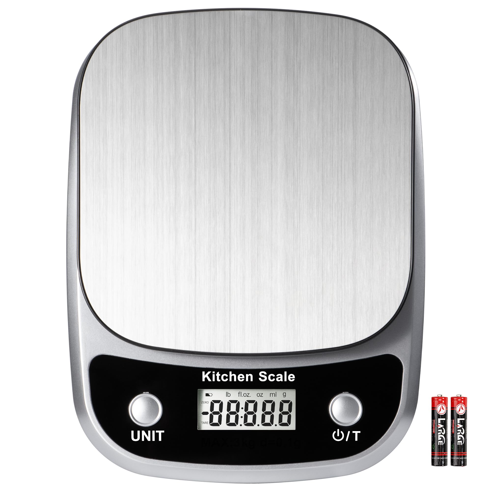 GRAM PRES Lebensmittel Küchenwaage Digital Gewicht Gramm und Oz, Professionelle digitale Küche Lebensmittelwaage 10kg/1g für Gewichtsverlust Diät Backen Kochen, Edelstahl Wiegeplattform, LCD-Display