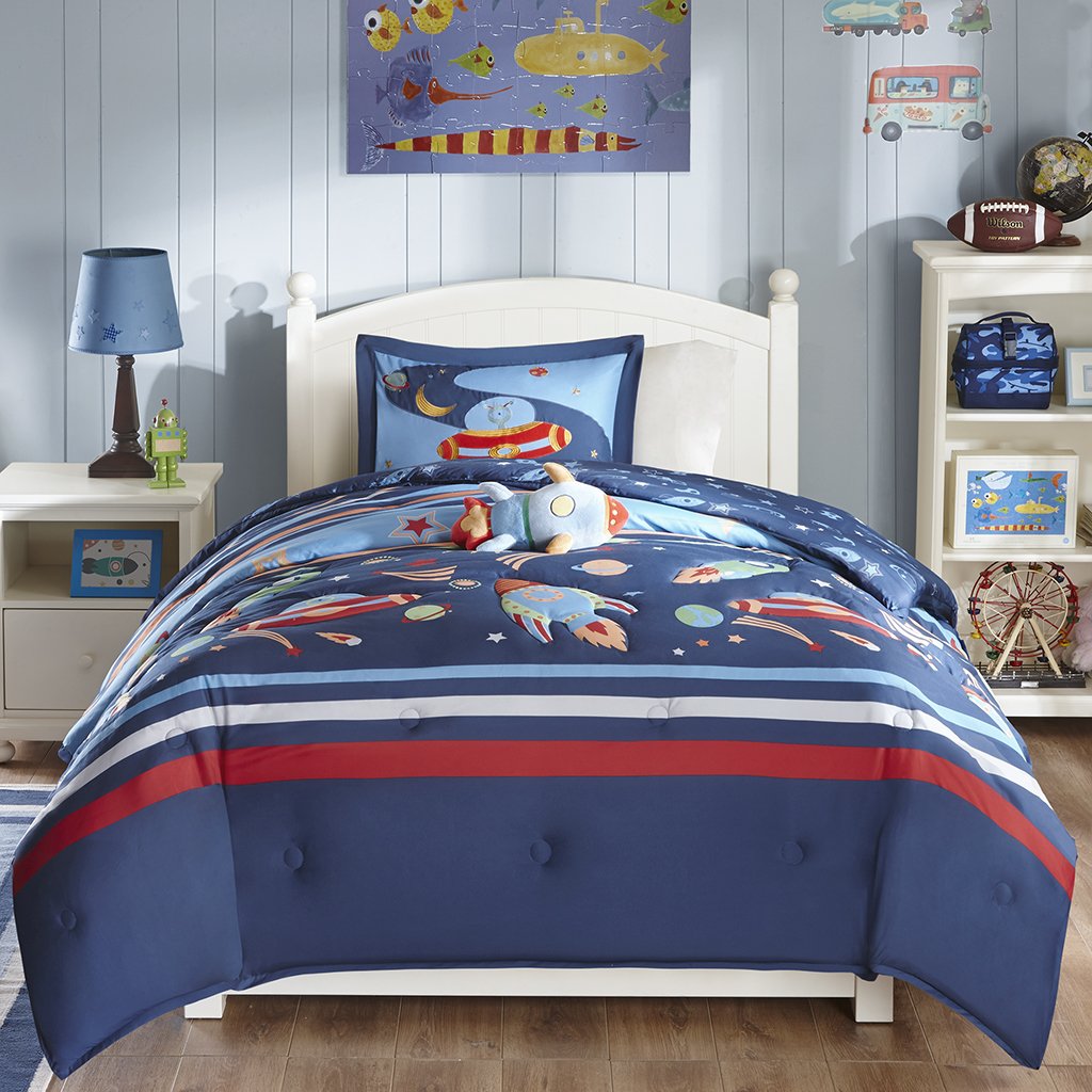 Blue Twin Mi Zone Kids MZK10-036 Mizone Kids Space Cadet 3 Piece Comforter Set