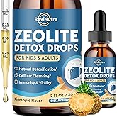 ReviNutra Zeolite Detox for Kids and Adults, Zeolite Clinoptilolite Liquid Drops with Chlorella, Magnesium, Zinc, Methy Vitamin B12 & D3, Gut Liver Detox Cleanse, Immunity, Pineapple Flavor 2 Fl Oz