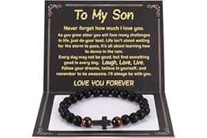 Yeshen Gifts for Son Husband Dad Uncle Boyfriend Bonus Dad Brother Soulmate Grandson Grandpa Bonus Son Nephew Fiancé Papa, Natural Stone Bracelet Gift for Men Teen Boys.