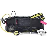 solOcean Mesh Dive Bag &mdash; 100L Packable Scuba &amp; Snorkeling Duffel Blue | Scuba Bag with Wide Top Opening, Reinforced Double Bottom &amp; Quick-Dry. Releases Water &amp; Sand, 4 pockets, Travel-Ready