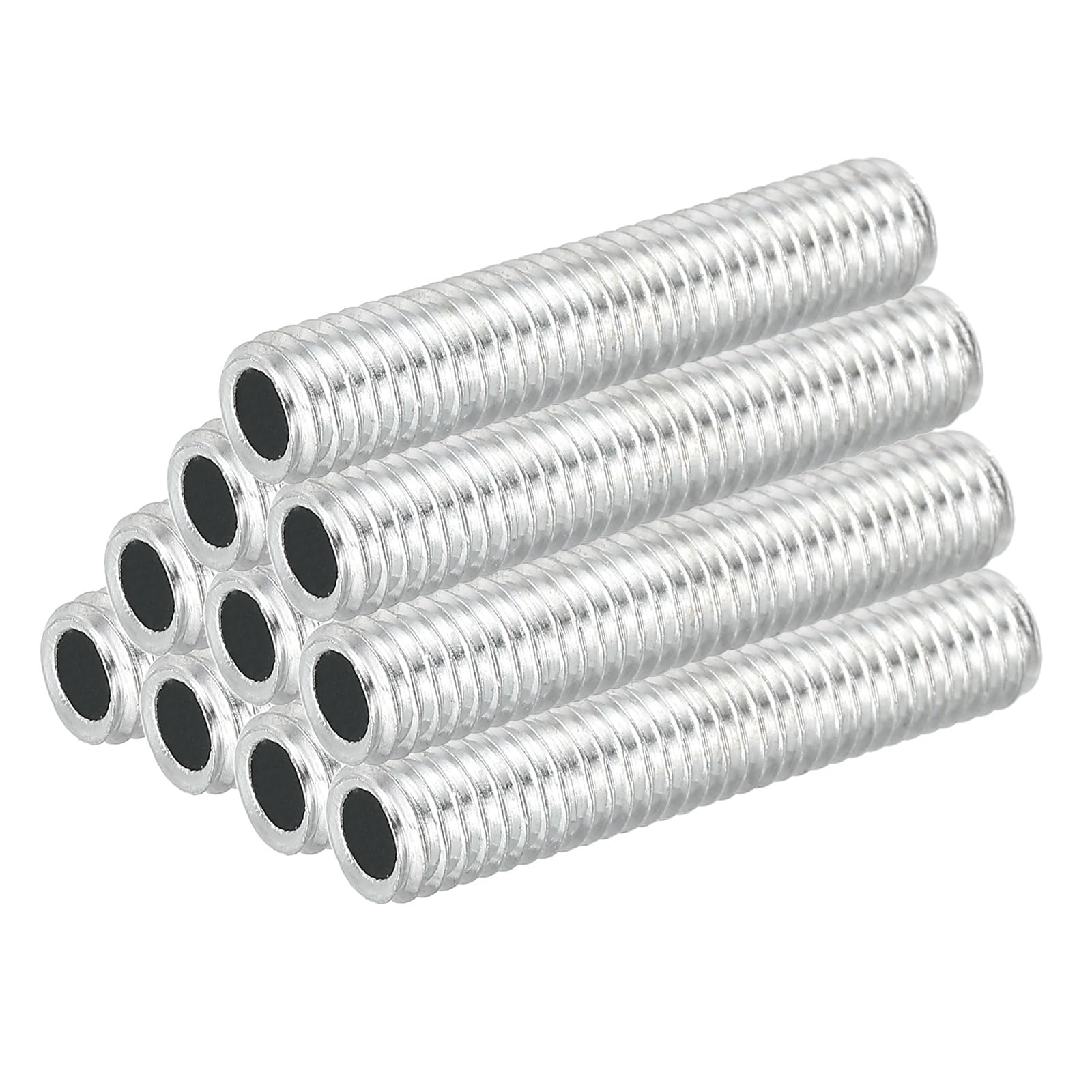 PATIKIL M8 Thread Carbon Steel Lamp Pipe, 20 Set 40 mm/1.57" Hollow Tube Thread Adapter Fasteners Hardware for Lamp Lights Chandelier Ceiling Light DIY, White Zinc Plating