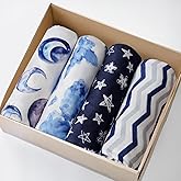 4 Pack Breathable Bassinet Sheets for Baby Boys Neutral Unisex Soft Bassinet Fitted Sheets for Toddler Travel Bassinet (Sky)