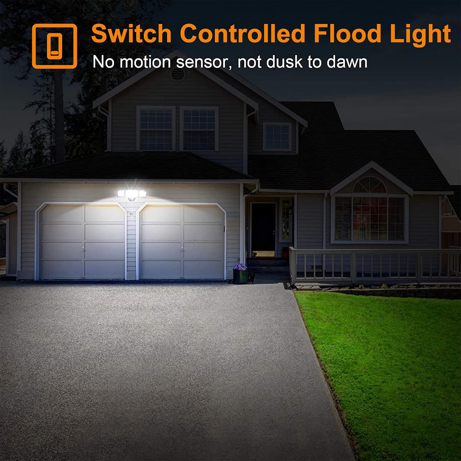 LEPOWER 3500LM LED Flood Light Outdoor, 35W Superior Bright Outdoor Flood Light Fixture, Switch Controlled LED Security Light, 3 Adjustable Heads, ETL Listed, 5500K, IP65 Waterproof for Garage, Yard: Home Improvement