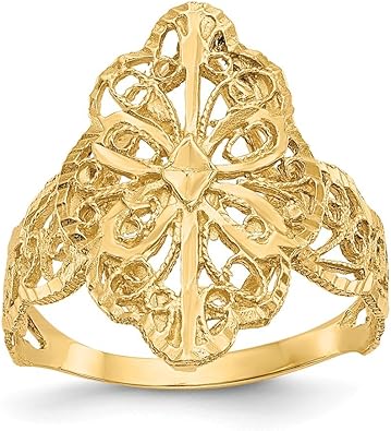 14K Yellow Gold Diamond Cut Filigree 
