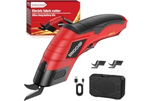 SINOCHIP Electric Scissors for Cardboard Cutting, 2000mAh cell 12000RPM High-Power Box Cutter with Dual Blades & Safety Lock Suitable for fabrics