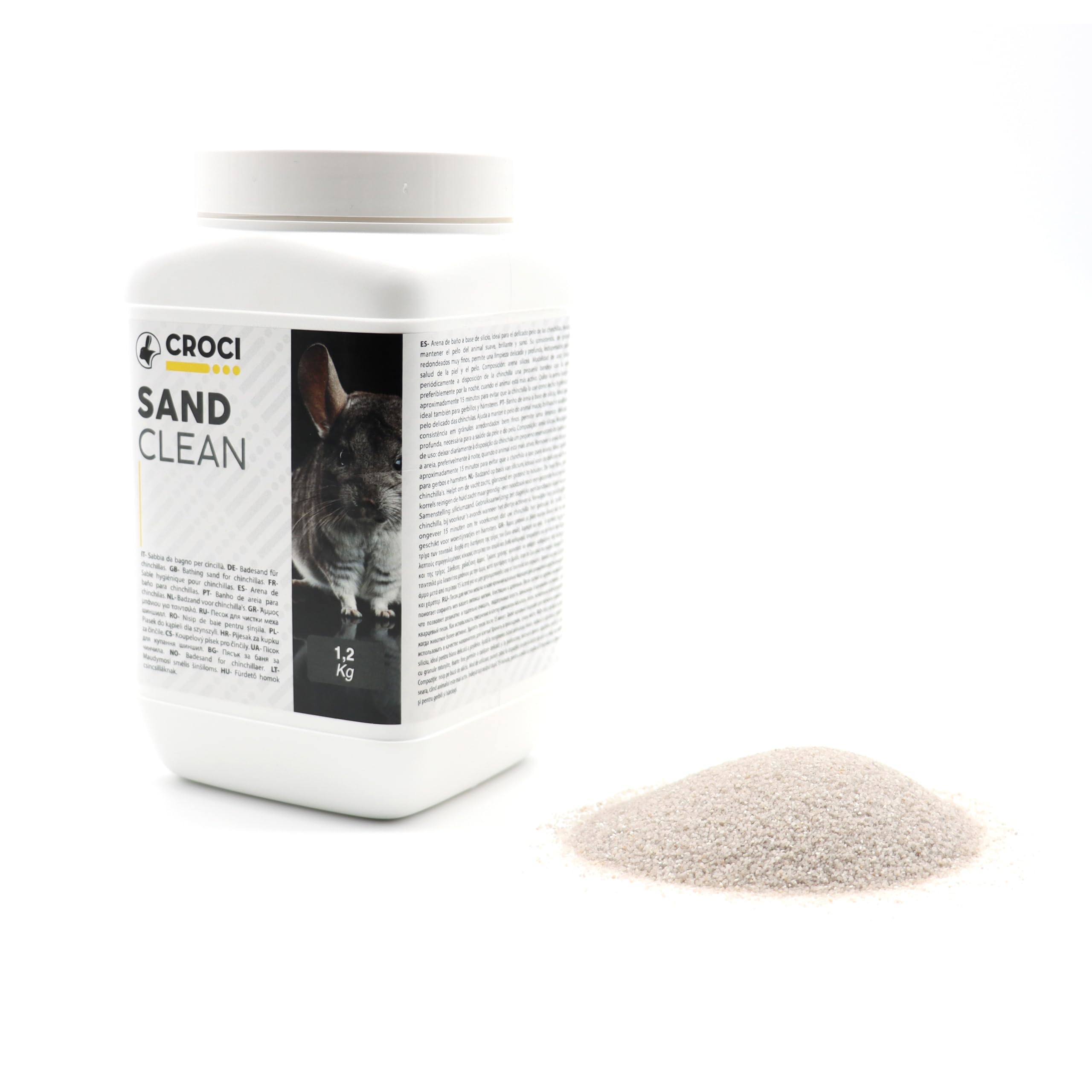 Croci Sand Clean - Fine sand for chinchillas, hamsters and small rodents, silicon-based, for rodent hair, 1.2 Kg