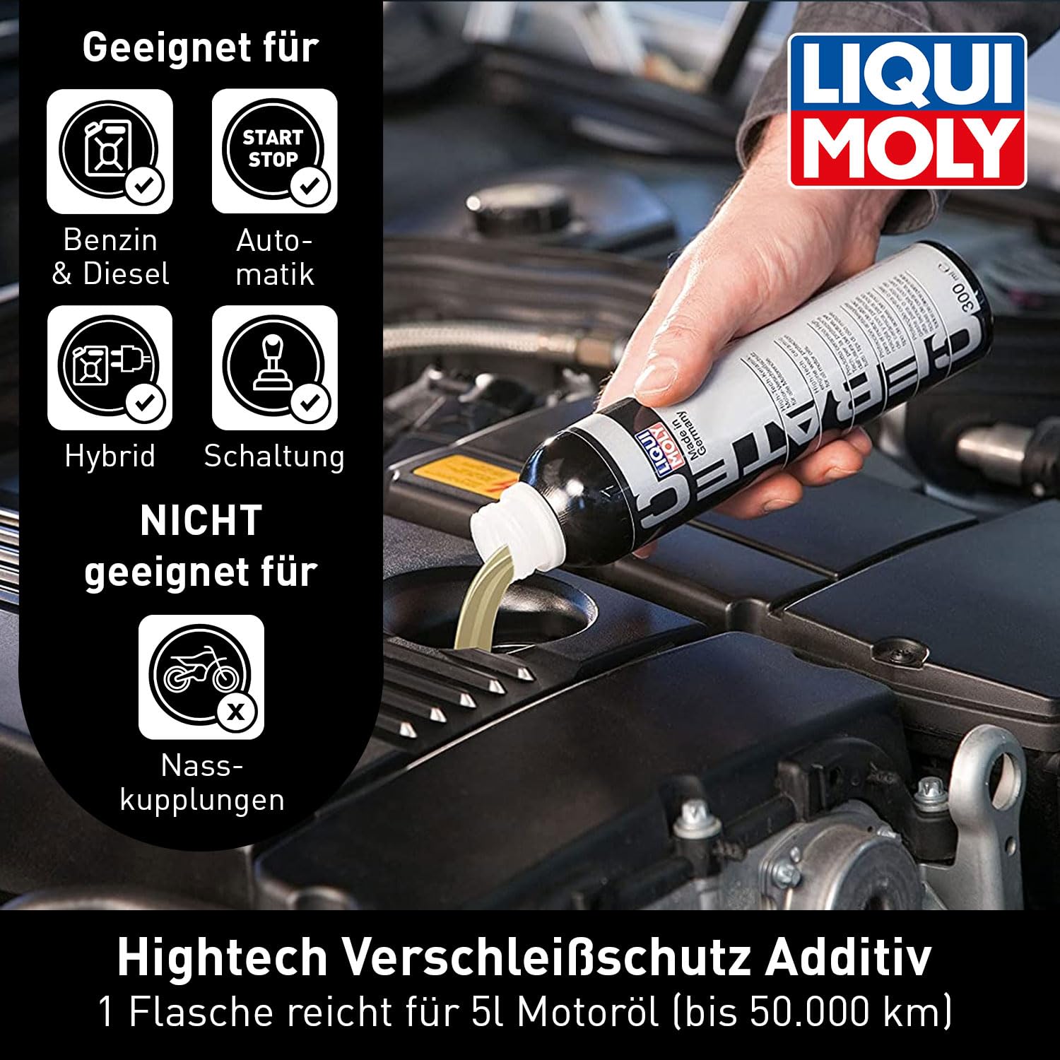 LIQUI MOLY Öladditiv Cera Tec Art.-Nr. 3721 Keramikverschleißschutz für Benzin- & Dieselmotoren I mehr Laufruhe, geringere Reibung & weniger Kraftstoffverbrauch I Ceramic Zusatz für Motoröl, 300 ml 3