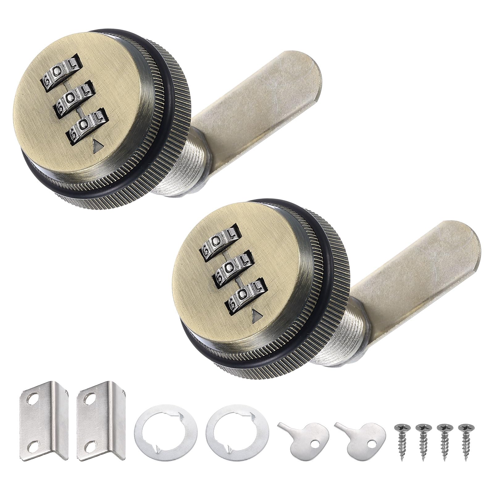 PATIKIL 1-1/8" Combination Cam Lock, 2 Pcs File Cabinet Locks with Combination Password Coded Cabinet Locks with Cylinder Chrome for 0.6-1" Thick Wood Drawer Mailbox Filing Cabinet, Green
