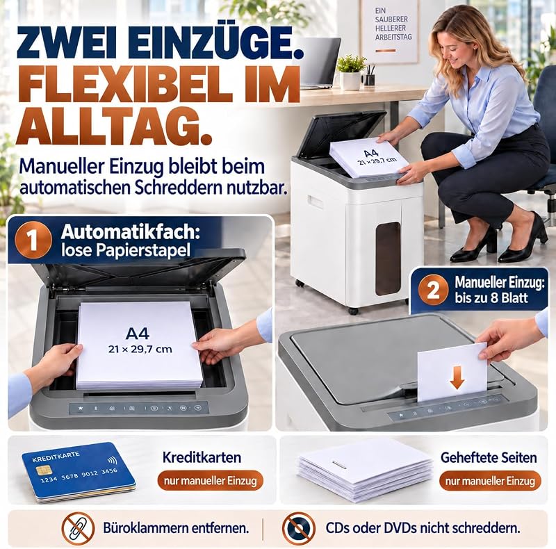 400-Blatt-Aktenvernichter mit automatischem Einzug, P5 Mikroschnitt