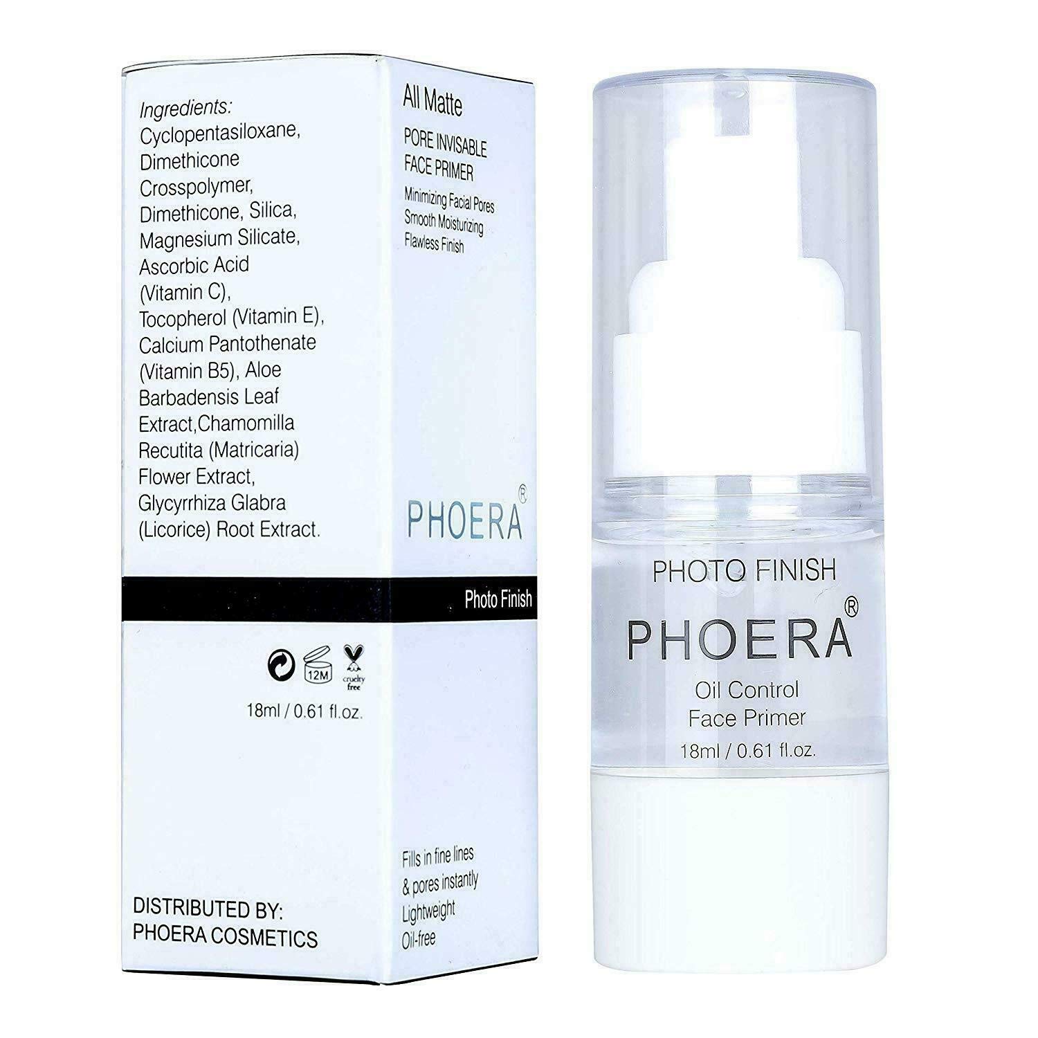 AQUAPURITY - PHOERA Primer Matte Finish Face Makeup Pore filler Primer Foundation Base Oil Control Full Coverage Make Up Base Concealer Long Lasting Flawless Pores Minimiser Liquid Moisturizing (18ML)