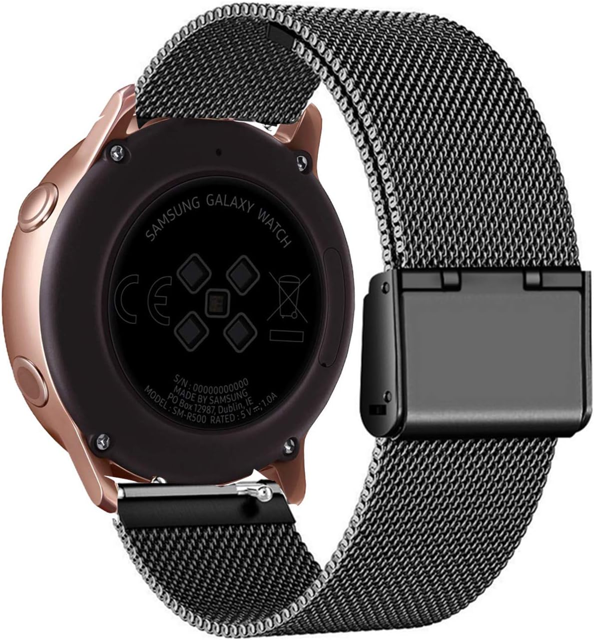 Compatible with Samsung Galaxy Watch Active Band/Active 2 Band/Galaxy Watch 42mm Band,20mm Mesh Woven Stainless Steel Strap Watch Band for Galaxy Active 40mm Watch Band/Active 2 44mm Band Black