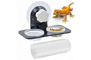 MRTIOO Crested Gecko Feeding Ledge [Non-Suction Cup], with 30 pcs 0.5oz Food Cups, Reptile Food Bowls and Water Dish for Lizard Or Other Small Pet Amphibian Feeder Ledge Accessories Supplies