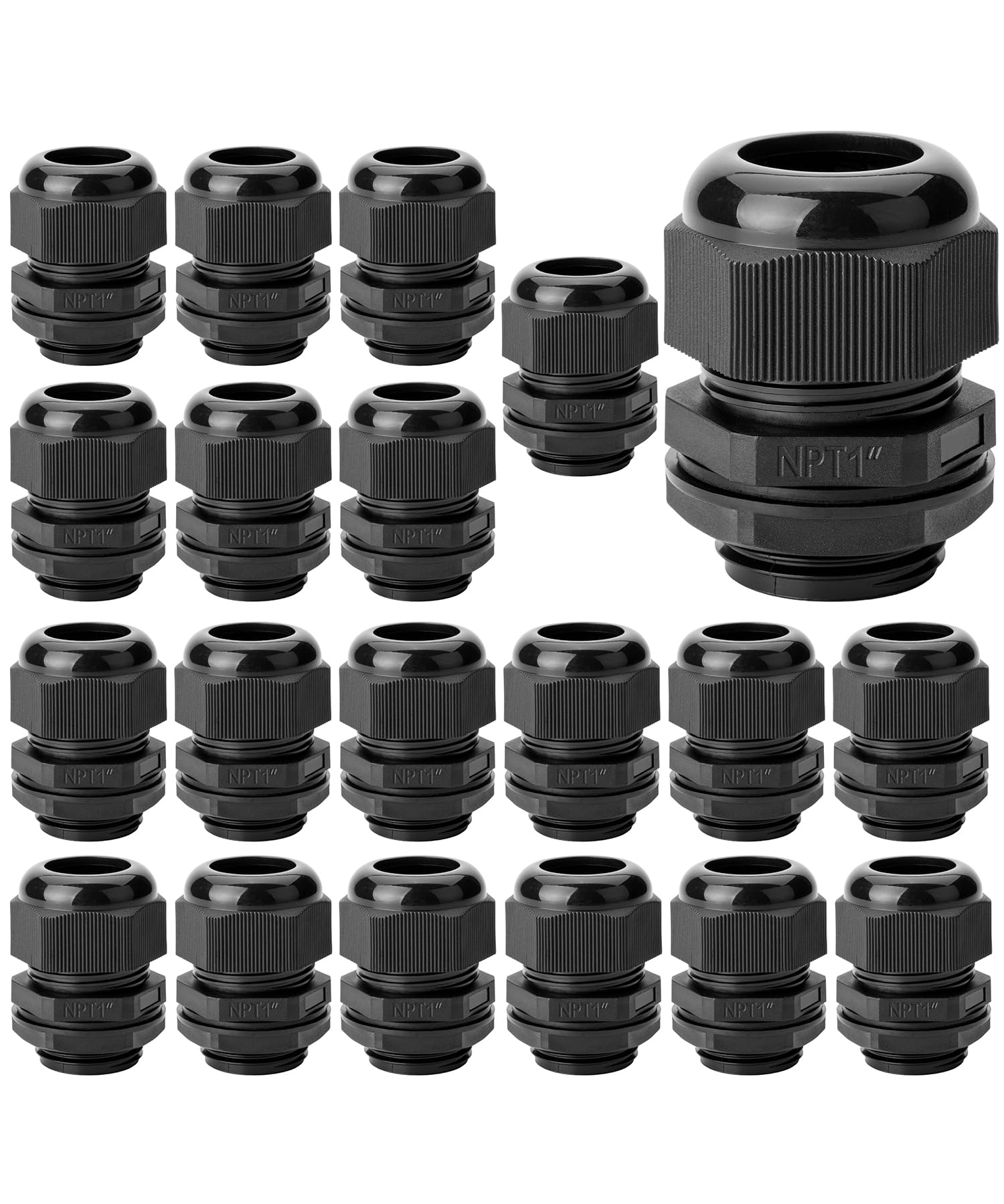 Photo 1 of Bates- Cable Gland, 20 Pack, 1" NPT, Nylon Strain Relief Cord Connector, Cord Grip, Watertight Cord Connector, Cable Glands Waterproof, Cable Gland Connector, Weatherproof Cord Connector