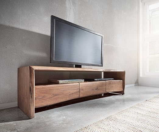 Delife Fernsehtisch Live Edge Akazie Braun 145 Cm Ablagefach Offen Baumkante Lowboard Amazon De Kuche Haushalt