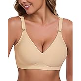 Vlozhvo Wireless Push Up Seamless Tshirt Bra No Show Padded Wirefree Full Coverage Comfortable Bras with Support and Lift