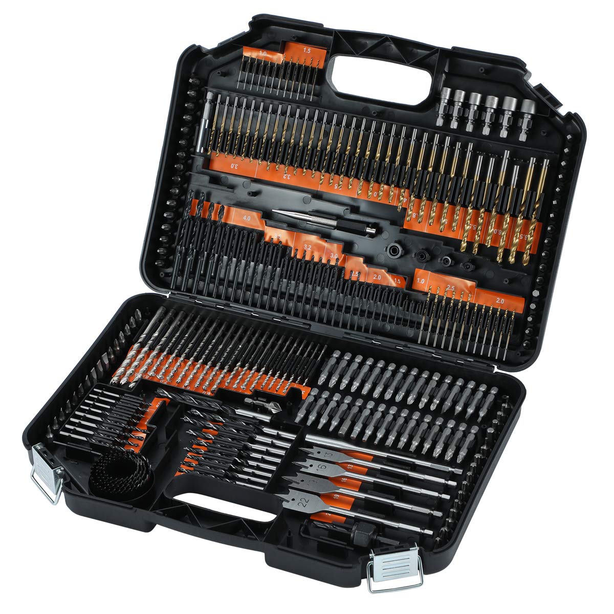 TOPWAY Combination Drill Bit Set 246PCs, Metric Size, Including HSS Titanium Twist Drill Bits, Masonry Drill Bits, Wood Drill Bits, Screwdriver Bits and More, Packed in Storage Case 121704