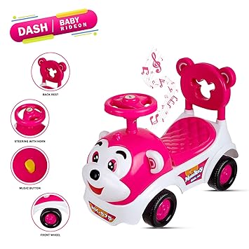 Dash Colorful Monkey Ride on and Push Car with Horn and Music for Baby boy and Girl, Infant , Kids ( 1 to 3 Years)