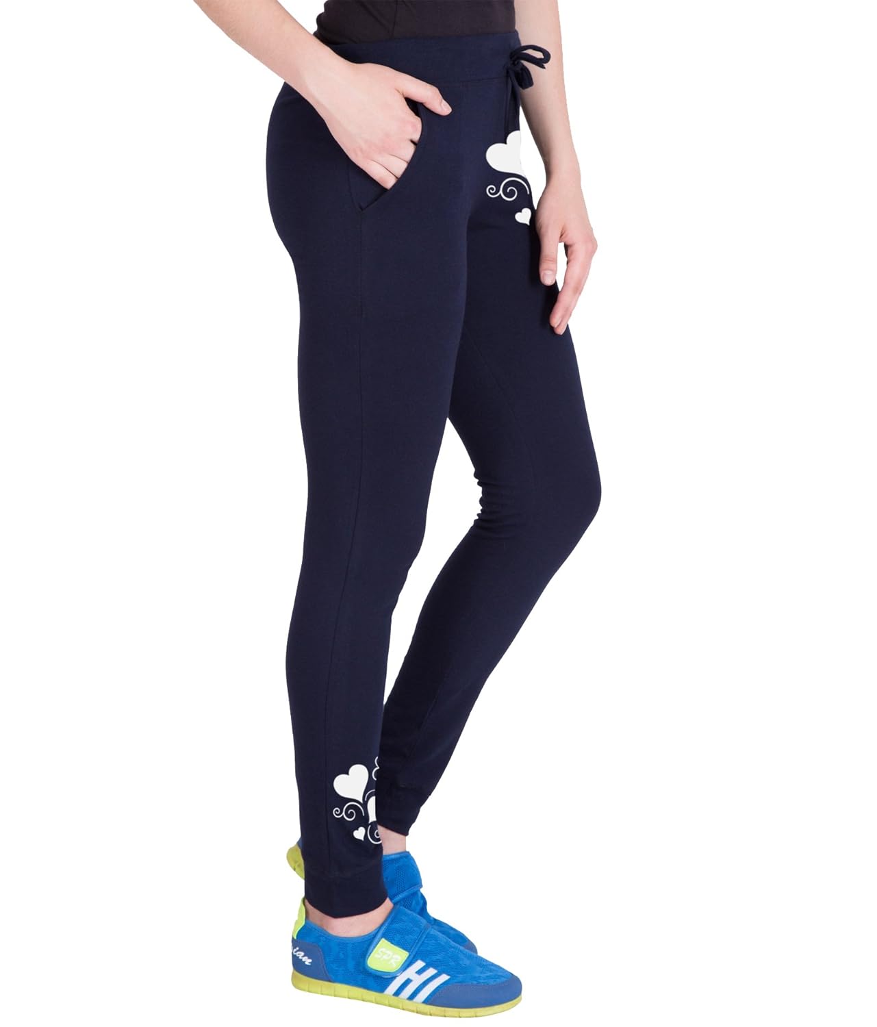 american-elm navy blue printed women's track pant