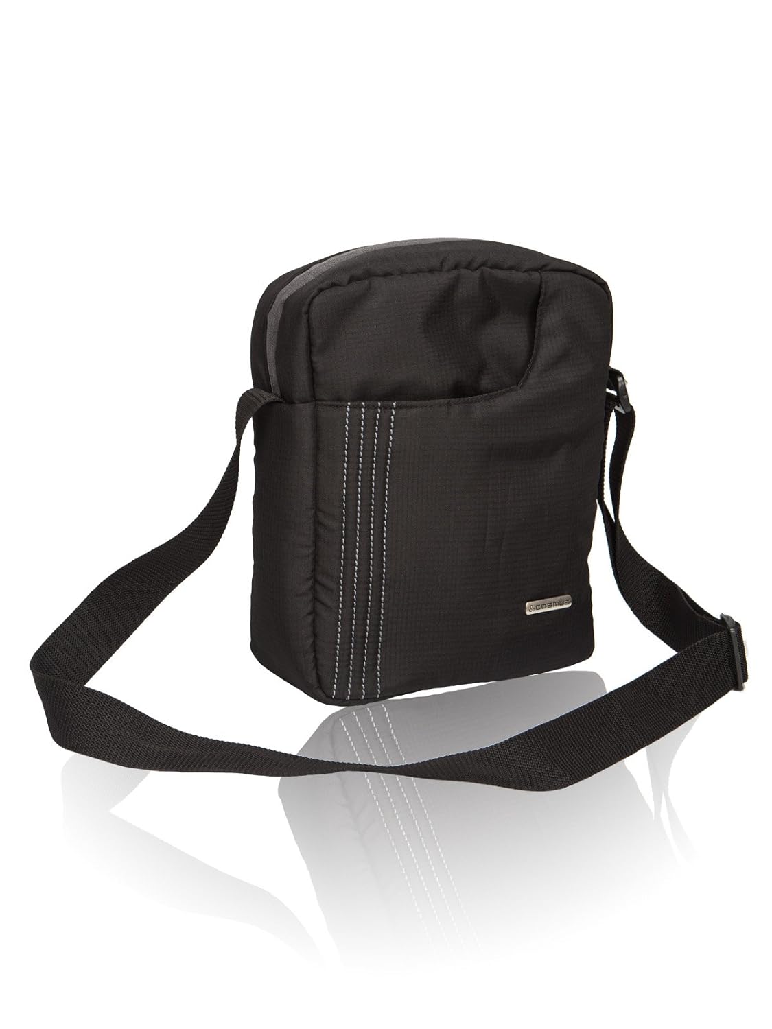 cosmus polyester black sling & cross-body bag for unisex