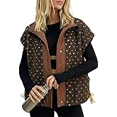 SeeLuNa Slouchy Sherpa Vest for Women Mock Neck Cap Sleeve Polka Dot Fuzzy Fleece Vests Loose Button Down Gilet Outerwear