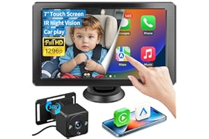 Faninso Baby Car Camera, 1296P HD Car Baby Monitor with 7" Touchscreen, CarPlay, No‑Glow Night Vision, 150° Wide Angle, Live Rear‑Seat View, Easy Installation, Alternative to Rear Facing Mirrors