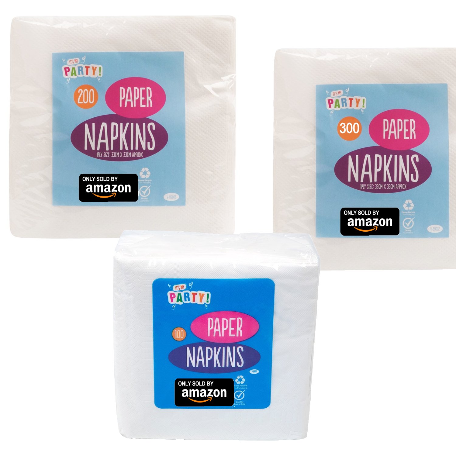 PARTYRama White Luncheon Large White Napkins 40x40 cm 2 Ply Parties Supply Birthday Tissue Travel Paper Serviettes Soft - Pack of 100