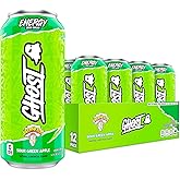 GHOST Energy Drink - 12-Pack, Warheads Sour Green Apple, 16oz - Energy & Focus & No Artificial Colors - 200mg of Natural Caffeine, L-Carnitine & Taurine - Gluten-Free & Vegan