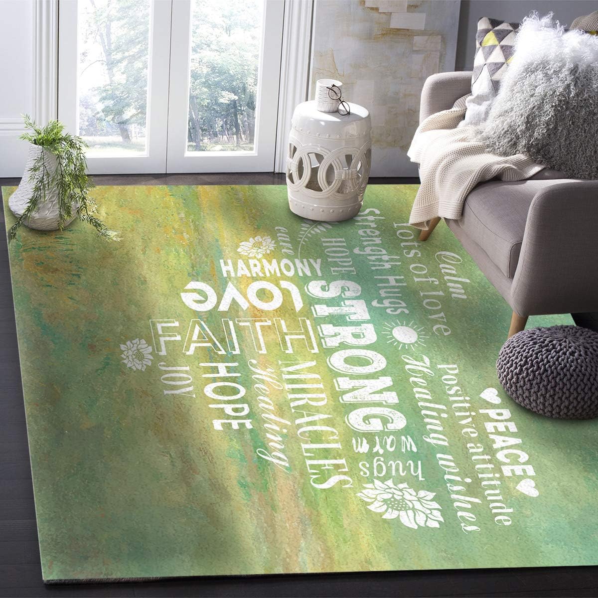 Indoor Home Area Rugs Strong Love Inspirational Quotes