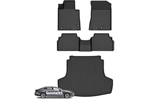 Wayhigh-for Kia K5 2021-2025 (Only FWD Models) or for Hyundai Sonata/Sonata Hybrid 2020-2025 All Weather Floor Mats and Cargo Liner Set TPE Car Mats Waterproof Anti-Slip Floor Liners Accessories