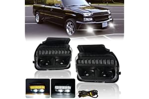 BOXLIGHT LED Fog Lights for 2003 2004 2005 2006 2007 Chevy Silverado All Models/ 2002 2003 2004 2005 2006 Chevy Avalanche, 1 Pair Front Bumper Driving Fog Lamps with 2 Color DRL (LED Ver.2)