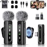 USB C Lavalier Microphone Wireless Mini Mic for Type-C Android Phone/Tablet/PC Video Recording Clip-on Mics with Rotatable Clip&amp;Denoise Recording, Ideal for Vlog Tiktok Youtube Podcast Content Creator