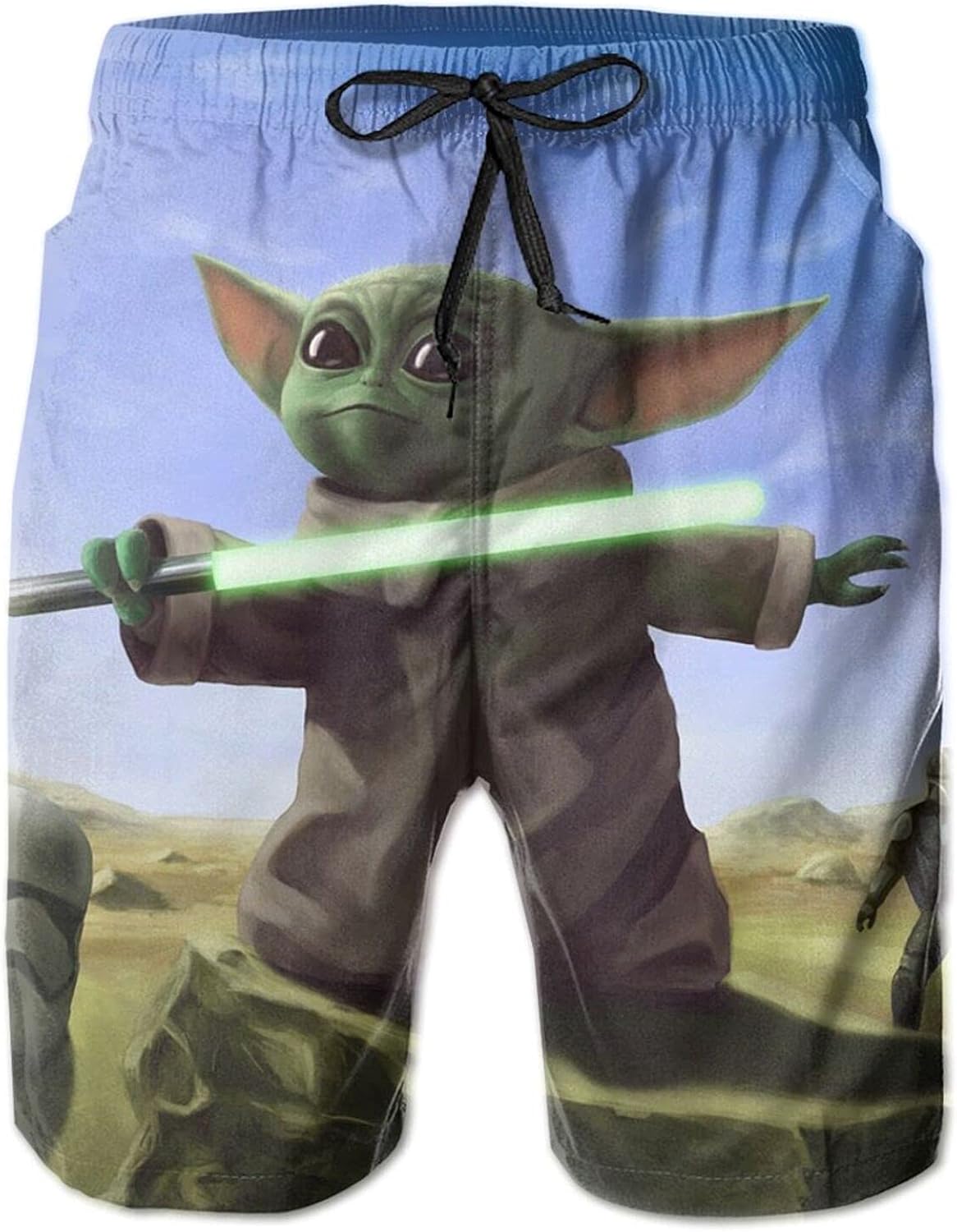 Hkdfjg Yoda Baby Star The Wars Mandalorian Men's Shorts Swim Trunks