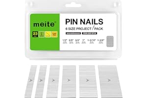 meite 23 Gauge Pin Nails, Assorted 6 Sizes (1/2", 5/8", 3/4", 1", 1-3/16", 1-3/8") Micro Headless Piner Nails - Galvanized 23GA Pins Nails for Nail Gun, Ideal for Trim Work (6,000 Counts)
