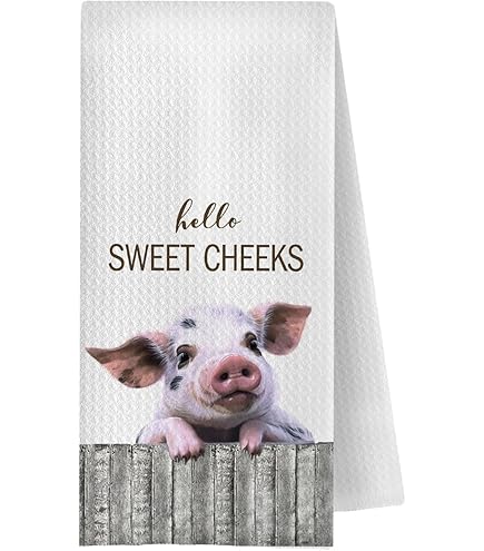 Hello Sweet Cheeks Highland Cow Bathroom Towels - 16x24 Inch Country Western Decor