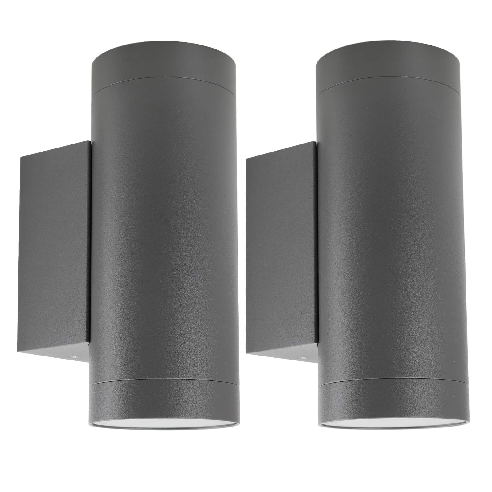Klighten 2 pcs Outdoor Wall Light IP65 Up Down Outdoor Indoor Wall Lighting Modern Aluminum Wall Lamp for Garden Entrance Corridor Courtyard, Socket GU10, Bulb not Included, Dark Gray