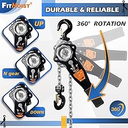 FITHOIST 1 Ton Chain Hoist 2200LBS Capacity 10Ft