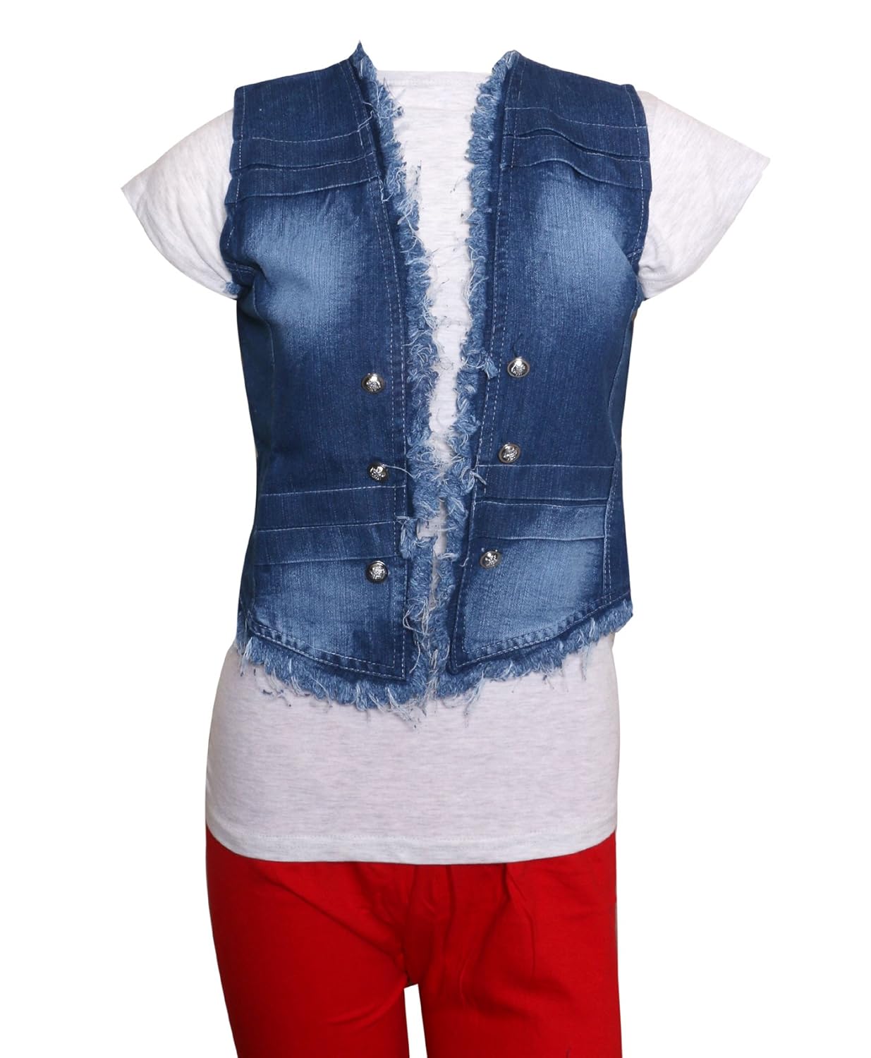 indiweaves womens blue sleeveless denim shrug/jacket_size- large_djs-04-iw