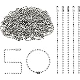 50 Pcs Ball Bead Chain, 4.72 Inch Dog Tag Chain, Stainless Steel Ball Chain Keychain and Connector Clasp, Silver Ball Bead Chains Bulk for Jewelry Making Key Rings Crafts DIY Hanging Decoration