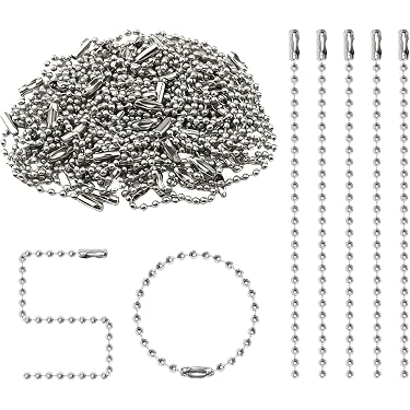Wuuycoky - Catena a Sfere in Metallo, Colore: Bianco Length:110mm,Ball Diamteter:2mm,30 PCS