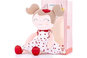 Gloveleya Baby Doll Valentines Day Gifts I Love You Gifts Soft Toy Plush Dolls Red Flocking Heart Girl 16 Inches