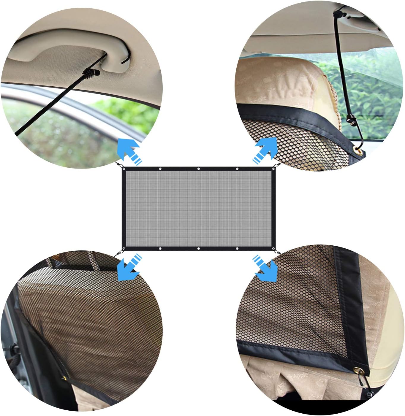 Carperipher Dog Car Barrier for SUV, 45.28 x 24.40 Inches Adjustable Vehicle Pet Barrier with Flexible Bungee Cords and Hooks, Universal Fit Sturdy Mesh Front Seat Barrier for Pet Dog Kid : Pet Supplies