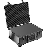 Pelican 1560 Case With Foam (Black) | Watertight hard case with cubed foam and wheels for protection, storage and travel