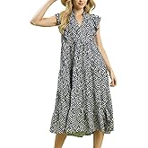 Umgee USA Leaf Print Tiered Midi Dress