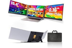 Laptop Screen Extender, 15.6" Ultra Light & Thin Triple Portable Monitor for Laptop with 1080P FHD IPS Display, Two Cable USB-C/HDMI Plug-Play Monitor Extender for Mac/Win/Android, Fits 13-17" Laptops