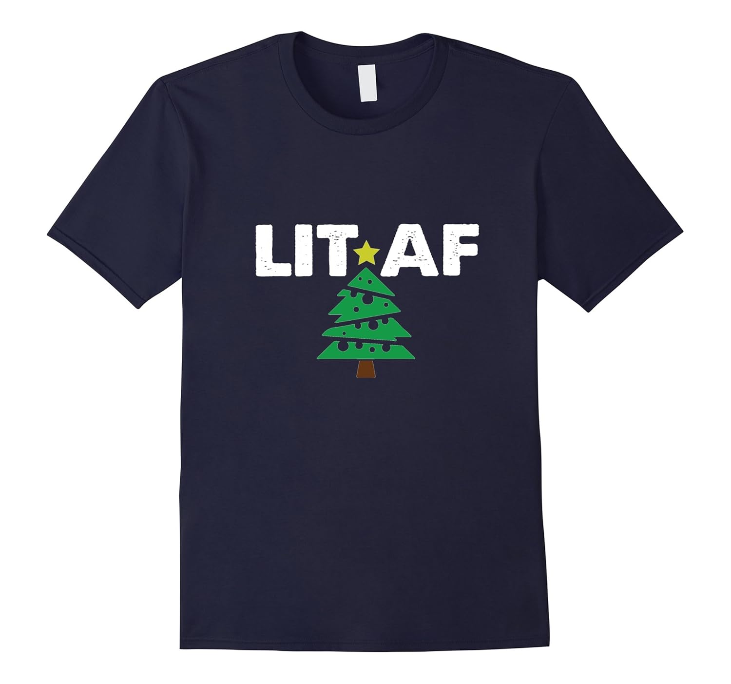 Lit AF Christmas Tree T Shirt - Funny Christmas T Shirt-ANZ